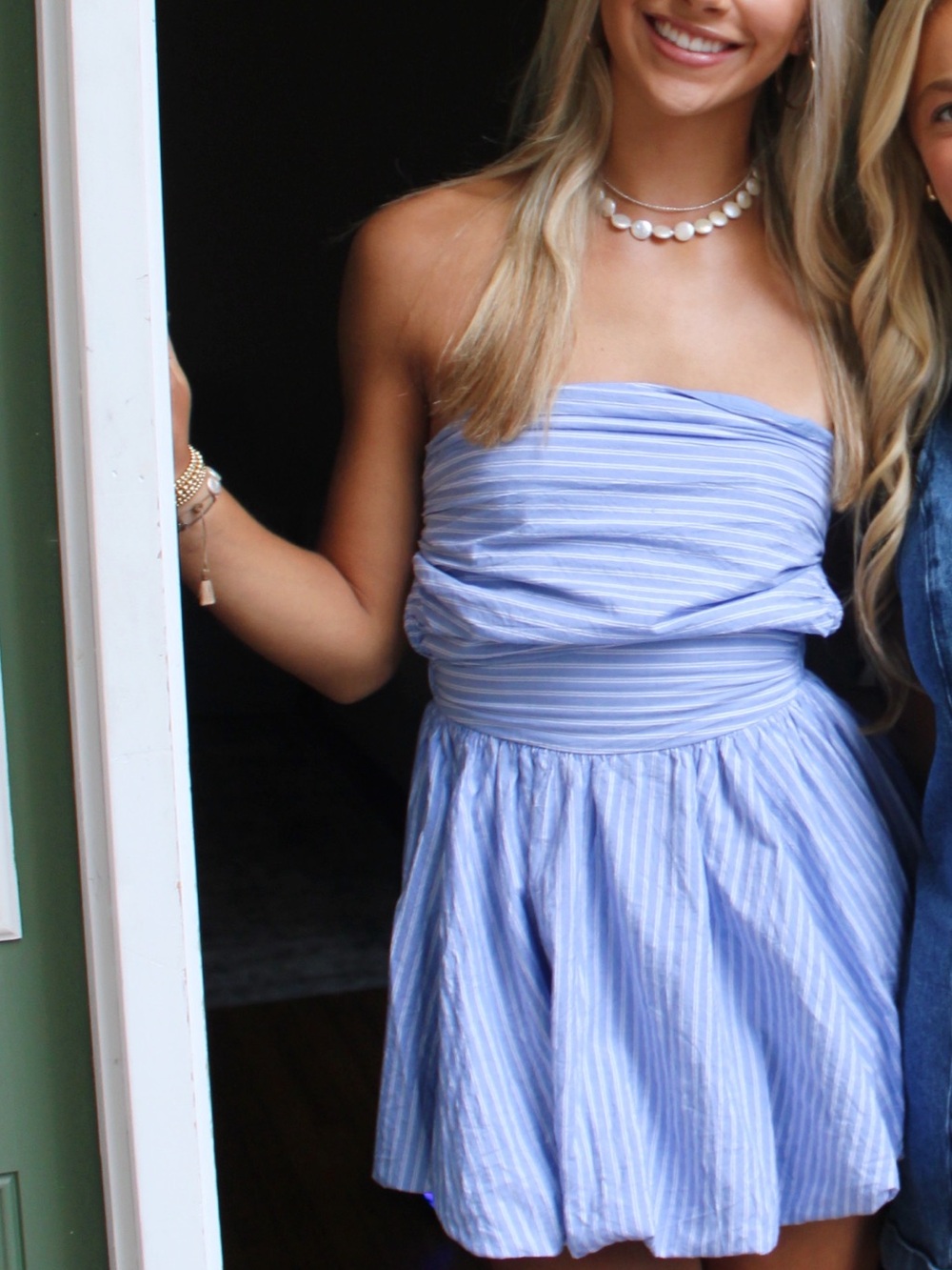Light Blue Strapless A-Line Summer Dress